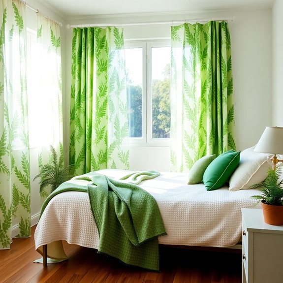 botanical patterned window drapes