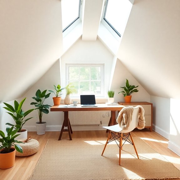 bright workspace with skylights