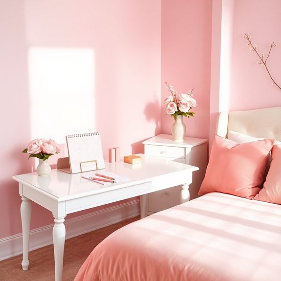 chic pink workspace accents