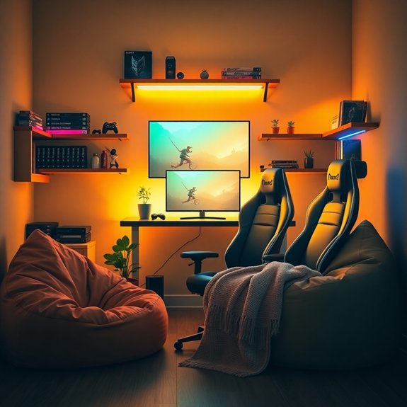 comfortable gaming space setup