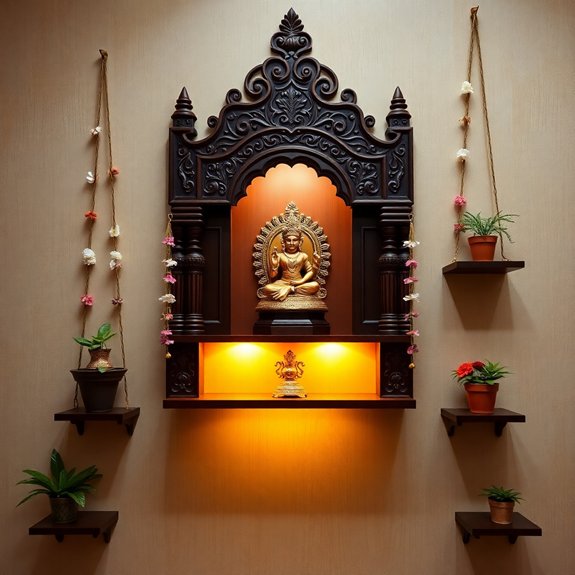 elegant wall mandir designs