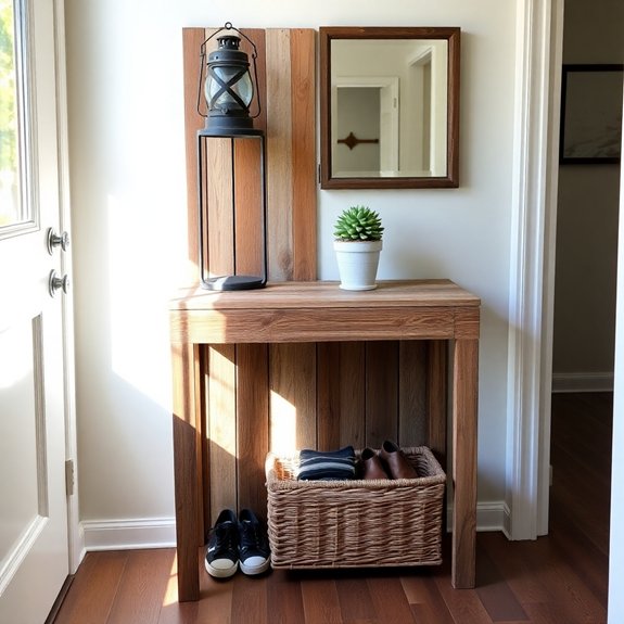 handcrafted pallet entryway table