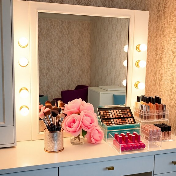 neatly arranged beauty supplies