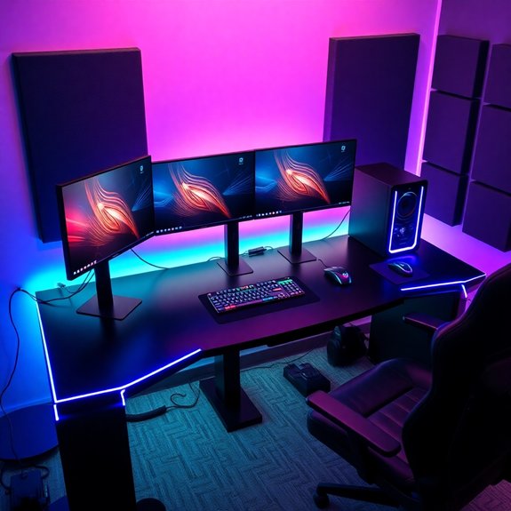 organized gaming desk setup
