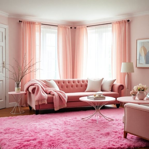textiles in pink layers
