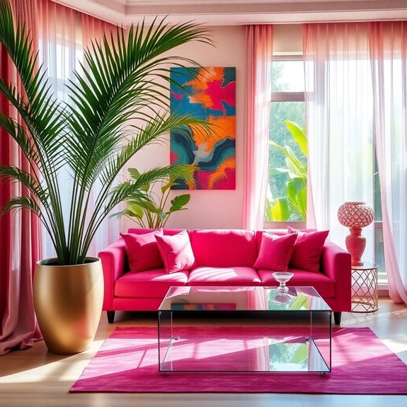 vibrant tropical pink accents