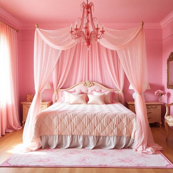 whimsical pink canopy beds