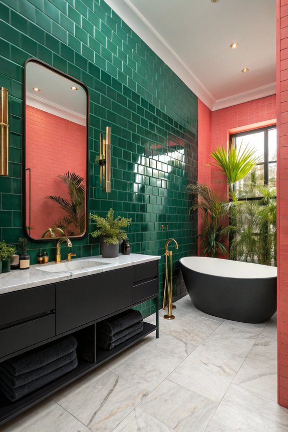 bold colors enhance bathrooms