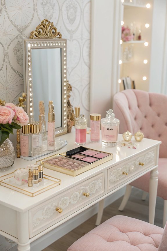 cohesive themed vanity decor