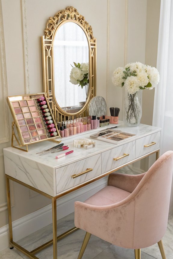 luxurious vanity beauty setup