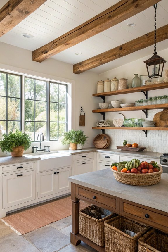 open shelving enhances functionality