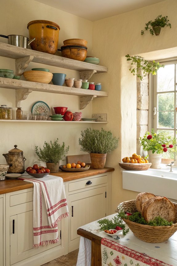 open shelving enhances warmth