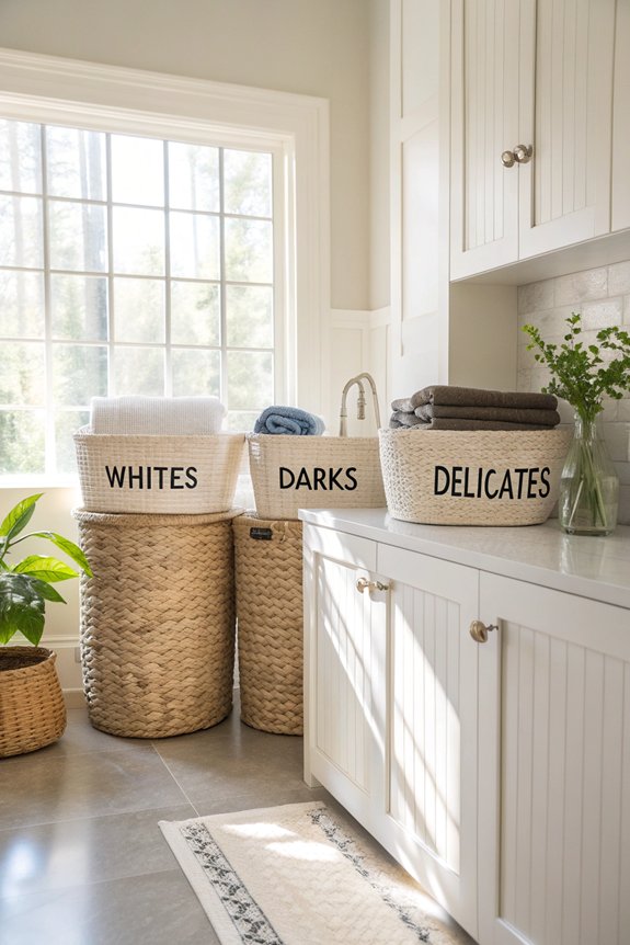 organized laundry sorting baskets