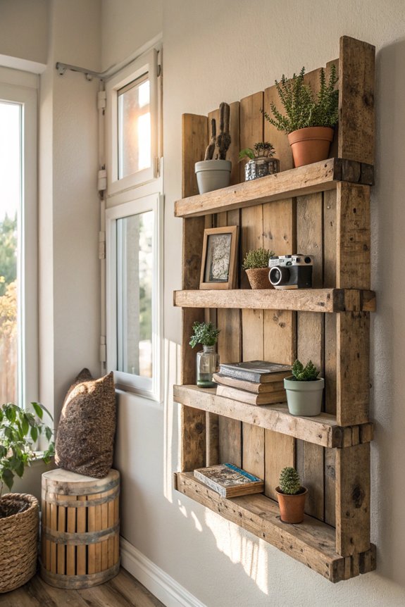 upcycled rustic wooden shelves