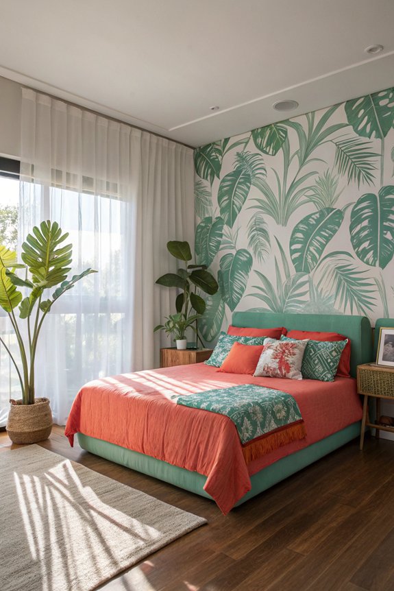 vibrant tropical bedroom design
